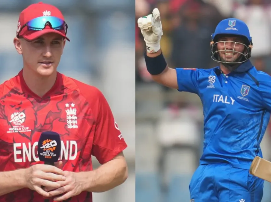 Will Jacks celebrating during England vs Italy T20 World Cup 2026 match at Eden Gardens
