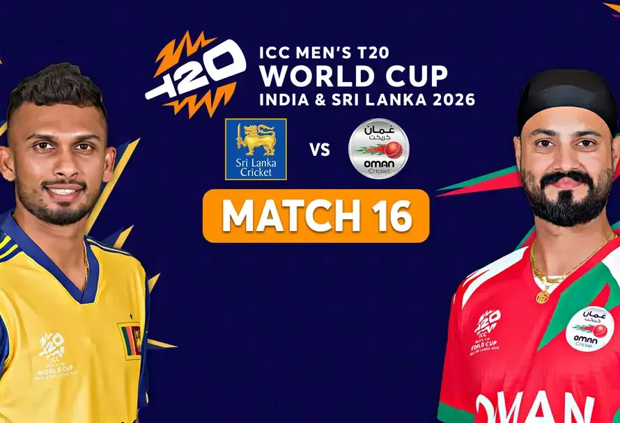 Sri Lanka vs Oman T20 World Cup 2026 match where Sri Lanka defeated Oman by 105 runs