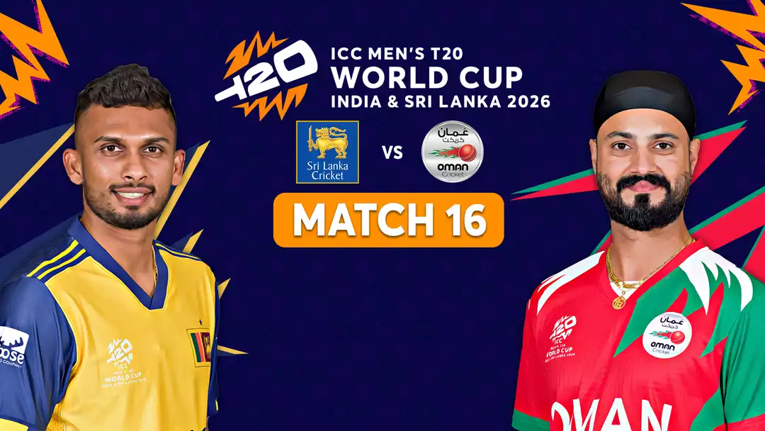 Sri Lanka vs Oman T20 World Cup 2026 match where Sri Lanka defeated Oman by 105 runs