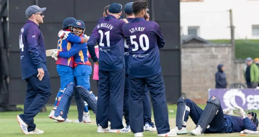Dipendra Singh Airee batting during Scotland vs Nepal T20 World Cup 2026 match at Wankhede Stadium